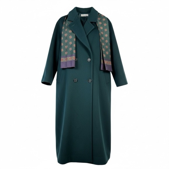 forecaster of boston Jackets & Blazers - Forecaster Of Boston Wool Trench Overcoat Emerald Green Size‎ 14 Classic Preppy